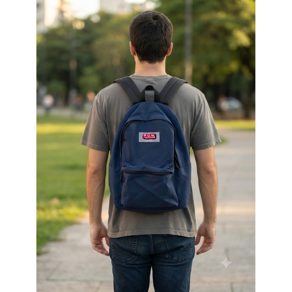 Vintage Bum Equipment USA Navy Blue Backpack 90s School Travel Bookbag 16x12
